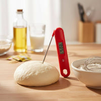 Folding Foldable Temperature Instrument Backlit Display Foldable Prong Cooking Thermometer Calibration Function Kitchen Utensil for Barbecue