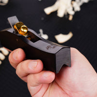 Hardwood Body Ebony Chamfer Plane Brass Blade Cover Mini Corner Rounding Plane Adjustable Depth Hand Chamfering Planer Precision Angle Control for Woodworkers, Carpenters, Wood Finishing, Workshop