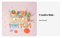 Imaginative Role Play Wooden Kitchen Toy Set Develops Fine Movement Skills Toy Cooking Set with Storage Box Realistic Accessories