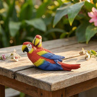 Parrot Figurine with Branch Carved Resin Parrot Statue Outdoor Ornament for Bonsai