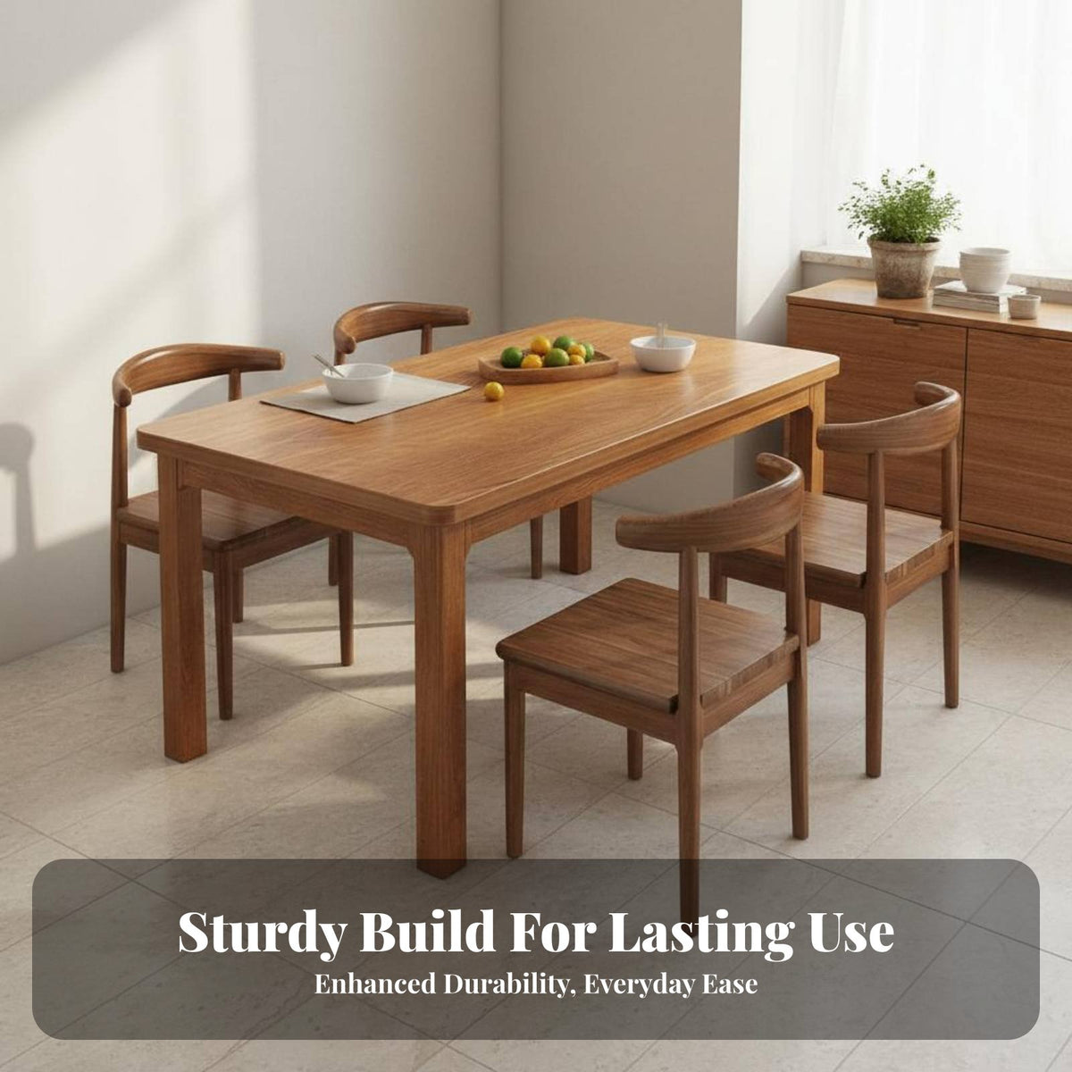 Solid Wood Dining Table Space-Saving Modern Wooden Dining Set Sturdy Construction Kitchen Table Set for 4 for Families, Restaurant Owners, Home Office