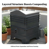 Stackable Composting Creature Farm Odor Control Multi-Tier Vermicomposter Stackable Vermicomposter Drainage Tap Composting