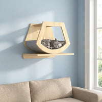 Cat Climbing Frame with Shelves and Perch, Solid Wood Wall Mounted Scratching Board for Indoor Cats