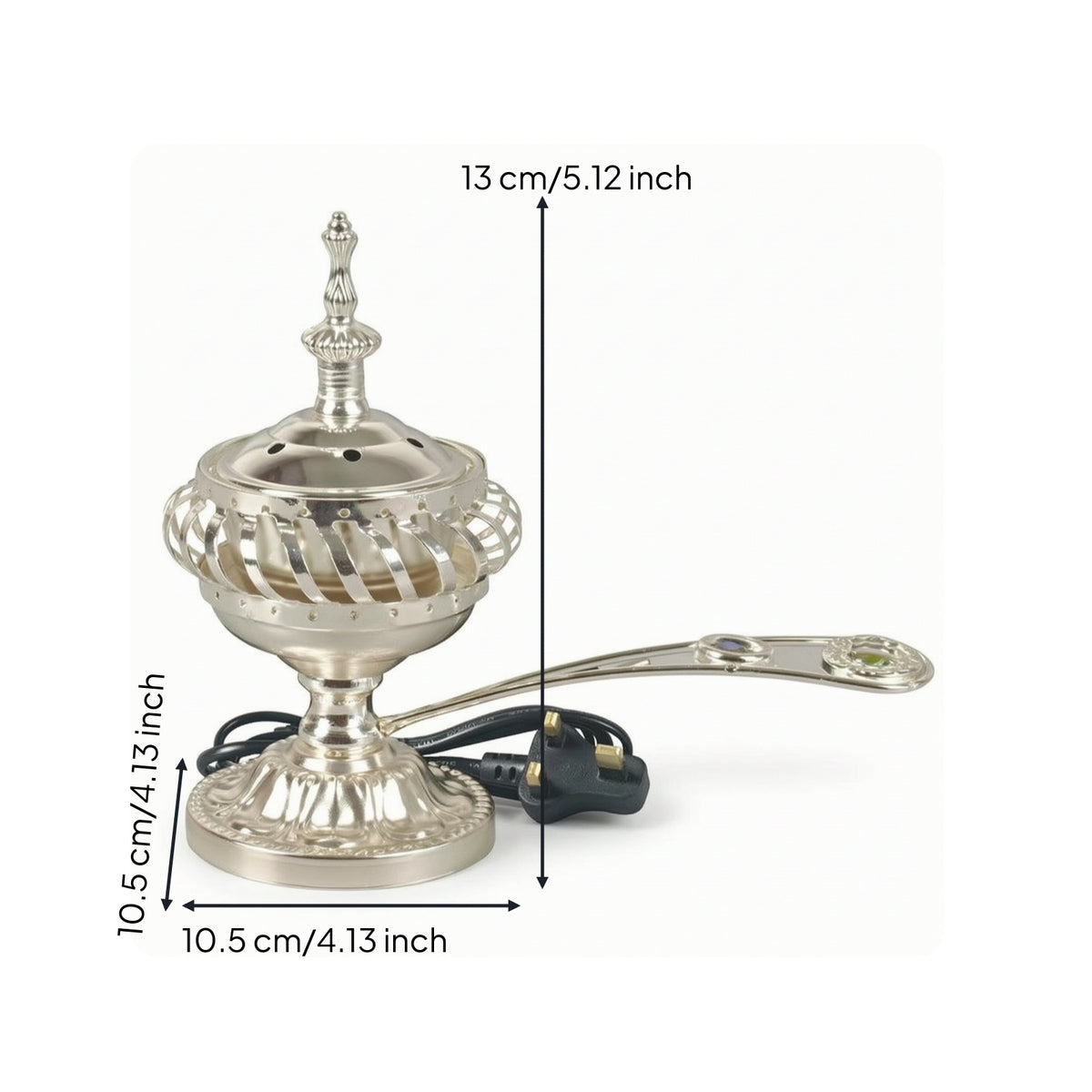 Electric Incense Burner Silverin Incense Burner Electric Censer No Open Flame Middle Eastern Style for Home Fragrance