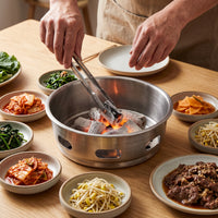 Korean Style Thickened Stainless Steel Charcoal Grill Basin for Commercial Outdoor Use