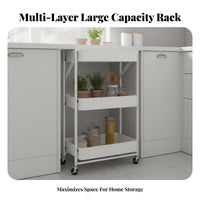 Easy to Move Mobile Multi-Function Storage Trolley Large Capacity Adjustable Basket Rolling Shelf Space Saving 3-Tier Storage Trolley Heavy Duty for Living Room, Office, Bathroom