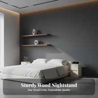 Space-Saving Slim Nightstand Modern Design Slim 2-Drawer End Table Rounded Corners Bedside Cabinet Curved Edges for Apartment Dwellers, Students, Homeowners, Small Areas, Bedroom, Living Room