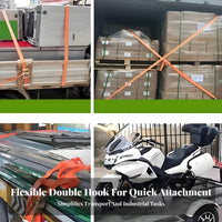 Long-Lasting Stitching Ratchet Tie-down Strap Non-Elastic Weave Cargo Strap with Tensioner Rust-Proof for Movers, Transport Vehicle Hauling