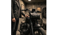 Biker-Style Motorcycle Hanging Bag Riveted Motorcycle Bag with Skull Emblem Structured Saddlebag Long-Lasting for Bikers