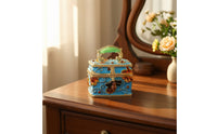 Mini Jewelry Box with Handle Vintage-Style Enamel Jewelry Box Decorative Compact for Women, Vanity, Dressing Table