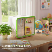 Clear View Stackable Book Bin Space-Saving Handled Storage Bin Large Capacity Desktop Organizer Multi-Purpose for Children, Office Workers, Study Desk, Classroom, Playroom, Shelves