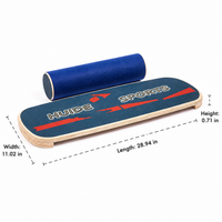 Wood Roller Balance Board, Dark Blue 73.5x28cm Foam Roller, Anti-Slip Wobble Board for Surfing Skiing Training, Rehabilitation & Fitness
