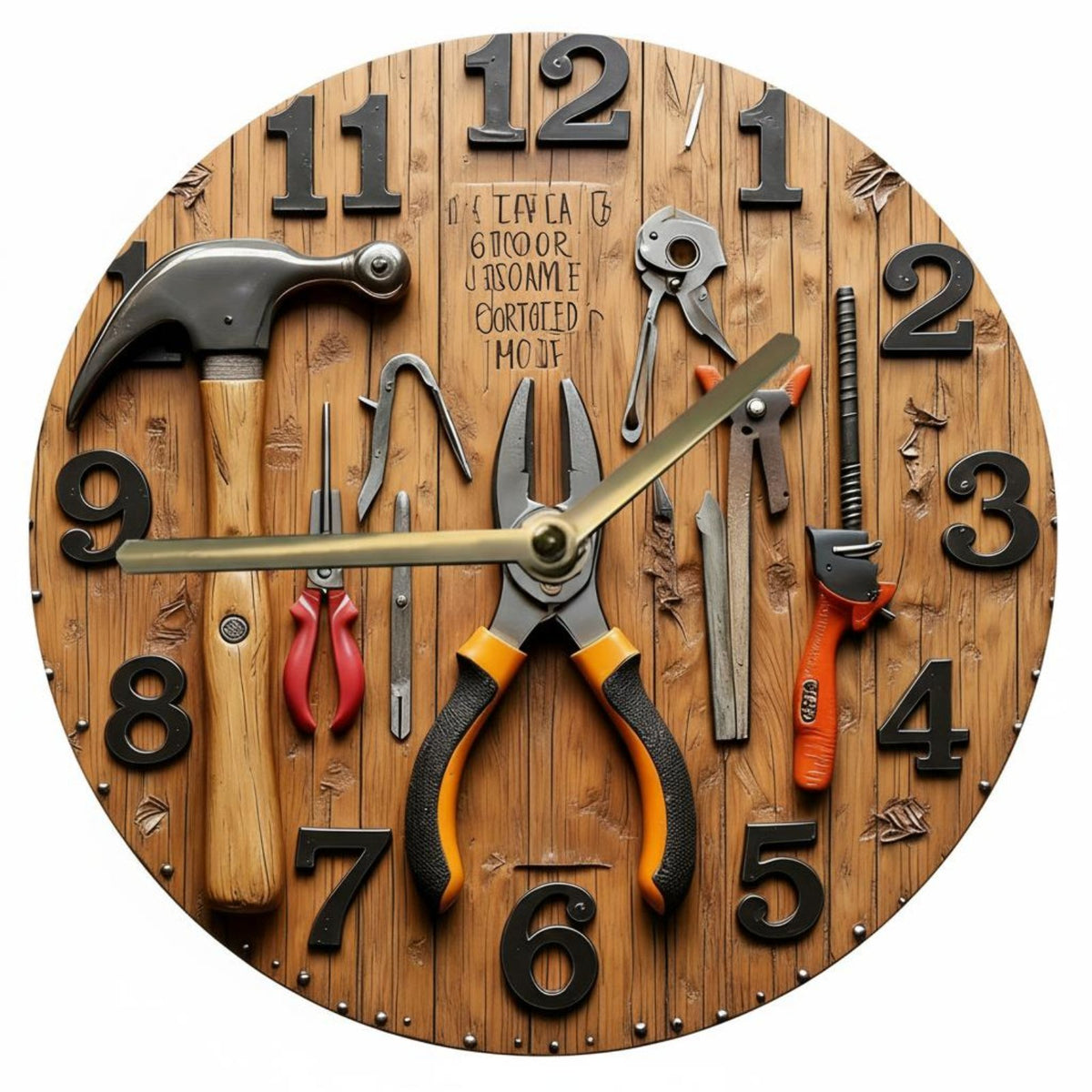 Easy to Read Mechanic Tool Wall Clock Gift Choice 2D Printed Novelty Clock Silent Movement for Mechanics, Handymen, Workshop, Man Cave, Bar
