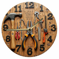 Easy to Read Mechanic Tool Wall Clock Gift Choice 2D Printed Novelty Clock Silent Movement for Mechanics, Handymen, Workshop, Man Cave, Bar
