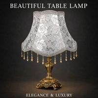 Light Shade with Beaded Trim for Ceiling and Table Lamps, Textile Lampshade for Living Room Decor and Bedroom