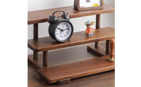 Vintage Style Three-Tier Wooden Rack Stepped Design Wood Display Rack Rounded Corners Walnut Wood Shelf Polished Finish for Tabletop