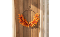 Half-Wreath Lightweight Wreath with Metal Hoop Faux Botanical Decoration for Thanksgiving, Entryway