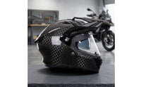 Lightweight Carbon Fiber Helmet | Aerodynamic, Helmet with Peak Visor, for Motorcycling