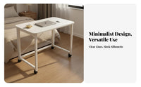 Foldable Folding Computer Desk With Wheels Mobile Computer Desk Easy Assembly Rolling Bedside Table Installation-without Cost for Students, Telecommuting Workers, Apartment Dwellers, Bedroom, Dorm Room, Small Areas
