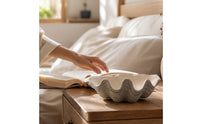 Clam Shell Tray Coastal Clam Shell Bowl Seaside-Themed Resin Tray with Wavy Undulations for Simplicity Lovers
