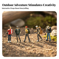 5 Pieces 1:64 Scale Backpacker Figures Highly Detailed Miniature Hiker Figurine Set Tiny People for Model Cars Varied Poses