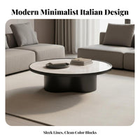 Round Pedestal Table Italian-Inspired Circular Table with Sculptural Base Modern Aesthetic Easy to Clean for Lounge Area