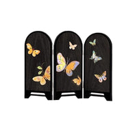 Arched Hinged Tabletop Screen Wood-Grain Decorative Screen with Panels Compact Decor Vintage-Style for Entryway
