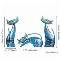 3 Pieces Cat Figurine Metal Feline Sculpture Sculpture Modern Decor for Art Collectors