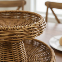 Imitation Rattan Fruit Basket Multipurpose Handwoven Snack Display Sturdy Construction Woven Snack Holder for Party