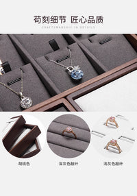 Diku Black Walnut Jewelry Storage Tray for Rings, Earrings, Necklaces - Display Tray for Window Display