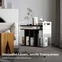 Light Luxury stylish 2-Tier Clear Rolling Stand Transparent Look Mobile Furniture transparent Design Storage trolley Space-Saving for Apartment Dwellers, Office Workers, Living Room, Bedroom, Dining Area, Bathroom