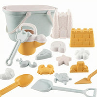 21 Pieces Wheat-Straw Plastic Beach Sand Toy Set Matte Finish Children's Beach Toy Set Rounded Edges Play Item Molded Shapes for Children