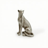 Leopard Figurine Shiny Leopard Sculpture Tabletop Ornament Modern Eye-Catching for Home Decor, Office