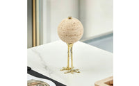 Travertine Sphere Sculpture Polished Abstract Tabletop Sculpture Unique Tabletop Decorative Ball for Home Decorators, Display Shelf, Buffet Cabinet
