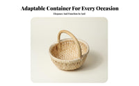 Wicker Storage Bin With Handle Round Wicker Basket Multi-Purpose for Gift Givers