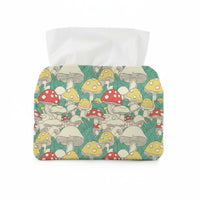 toadstool artwork Illustrated Tissue Box Cover artistic Design Decorative Tissue Container Colorful Print Home Decor Great Gift concept for Nature Lovers, Office Workers, Living Room, Bedroom, Coffee Table, Kitchen Countertop
