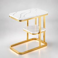 Compact Two-Tier Side Table Modern Side Table with Open Shelf Contemporary Furniture Long-Lasting for Living Room