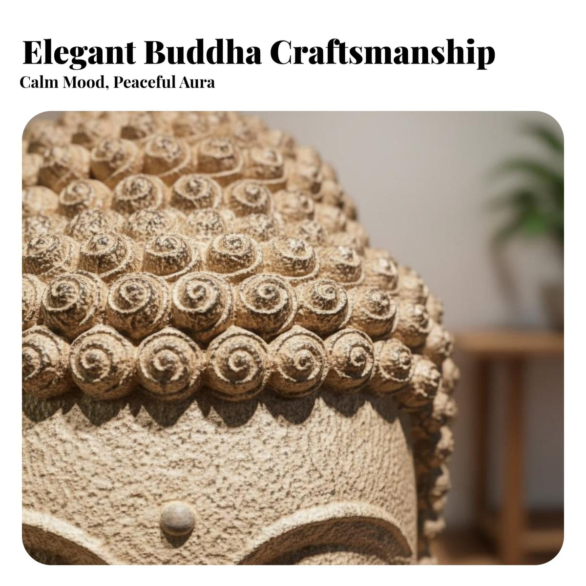 Large Buddha Head Sculpture New Chinese Design Buddha Head Statue Southeast Asian Influenced Religious Meditation Statue for Entryway, Living Room
