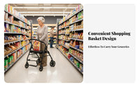 Ergonomic Hand Brakes Elderly Shopping Cart Shock Absorbing Wheels Rollator Mobility Aid with Seat Heavy Duty Mobility Aid with Seat Height Adjustable for Seniors, Disabled Indivi Double S, Adults, Outdoor Use, Daily Walks, Travel, Home
