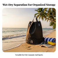 Waterproof-Dry Separation Backpack Sturdy Waterproof Sports Rucksack Multiple Pockets Waterproof Gym Bag for Journeyers, Men, Swimming Pool