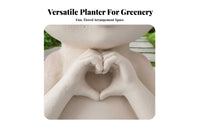 Girl Face Flower Pot Creative Design Girl Figurine Planter Decorative Ornament Heart-Shaped Hands Bust Pot for Home Decor, Desktop, Balcony