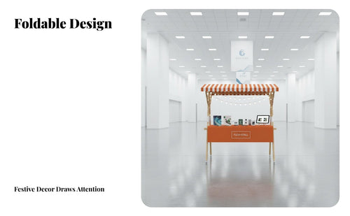 1 Piece Foldable Wooden Market Booth Effortless Assembly Portable Vendor Stand Sturdy Construction Suitable for Agricultural Markets Craft Fairs Promotional Events Temporary Retail Spaces