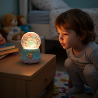 Cute Glowing Snow Globe Music Box with Clownfish Figurine, Creative Resin Desktop Ornament for Kids