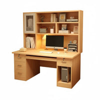 Study Desk Computer Desk Bookshelf Hutch Workstation Manufactured Wood Spacious Desktop Suitable for Students Dorm Room Bedroom Small Space