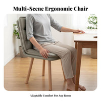 360-Degree Swivel Wooden Rolling Chair Padded Seat Office Furniture Curved Backrest Ergonomic Design for Students, Makeup Users, Home Workers, Study Room, Bedroom, Vanity