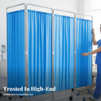 Foldable Mobile Medical Separator Lockable Casters Wheeled Privacy Partition On casters Folding separater Freestanding Design for Clinic Staff, Therapists, sectionedice Workers, Hospital, Physiotherapy Room, Nursing Home