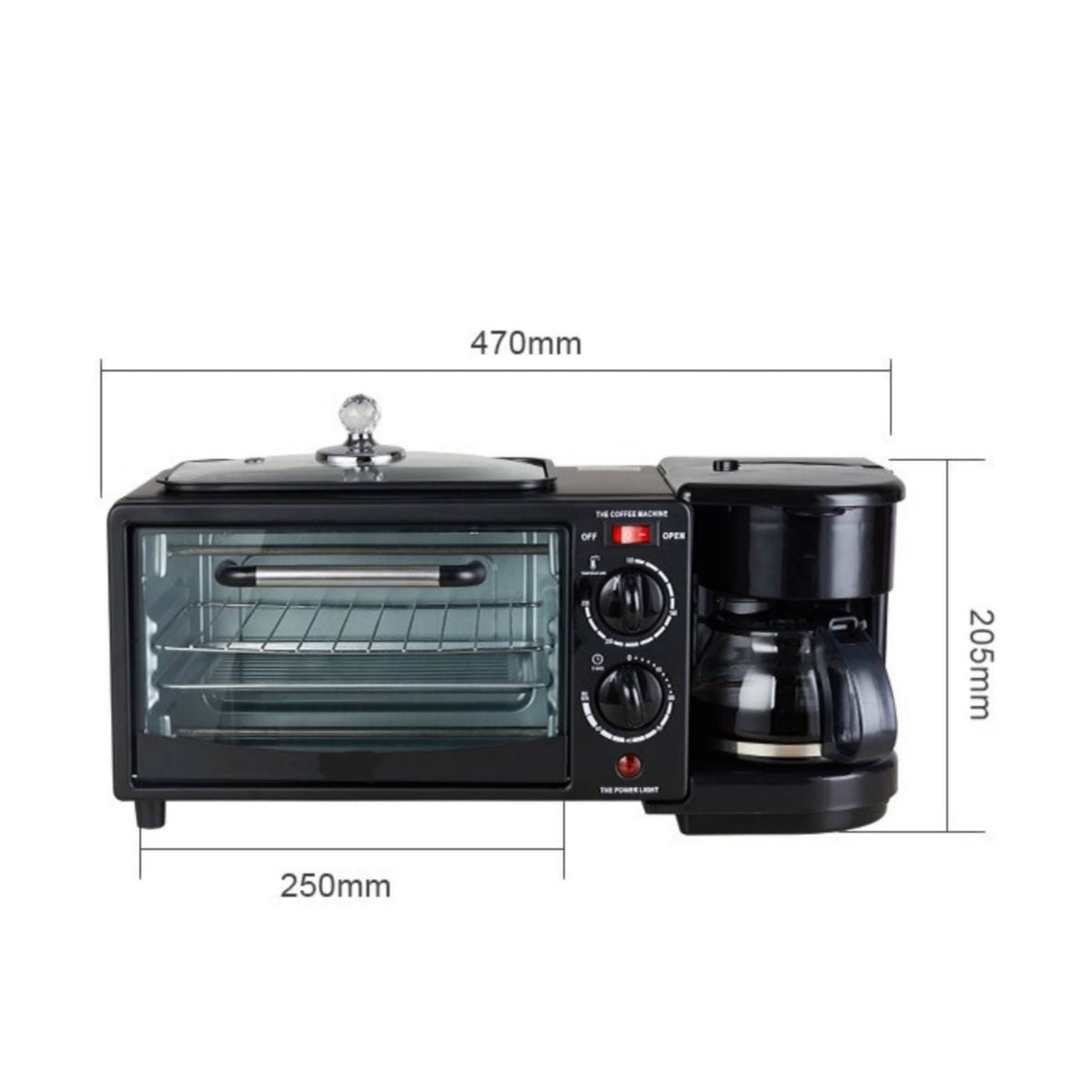 Combined-Function Breakfast Center Versatile Breakfast Center with Coffee Maker Simple Countertop Oven with Toasting Section for Renters, Apartments