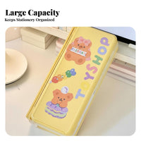 Foldable 2-in-1 perusing Stand and Pen Case Multi-Functional Book Holder Portable writing instrument holder Cute Cartoon Design for Students, Children, School, Dorm Room, Library, Bedroom