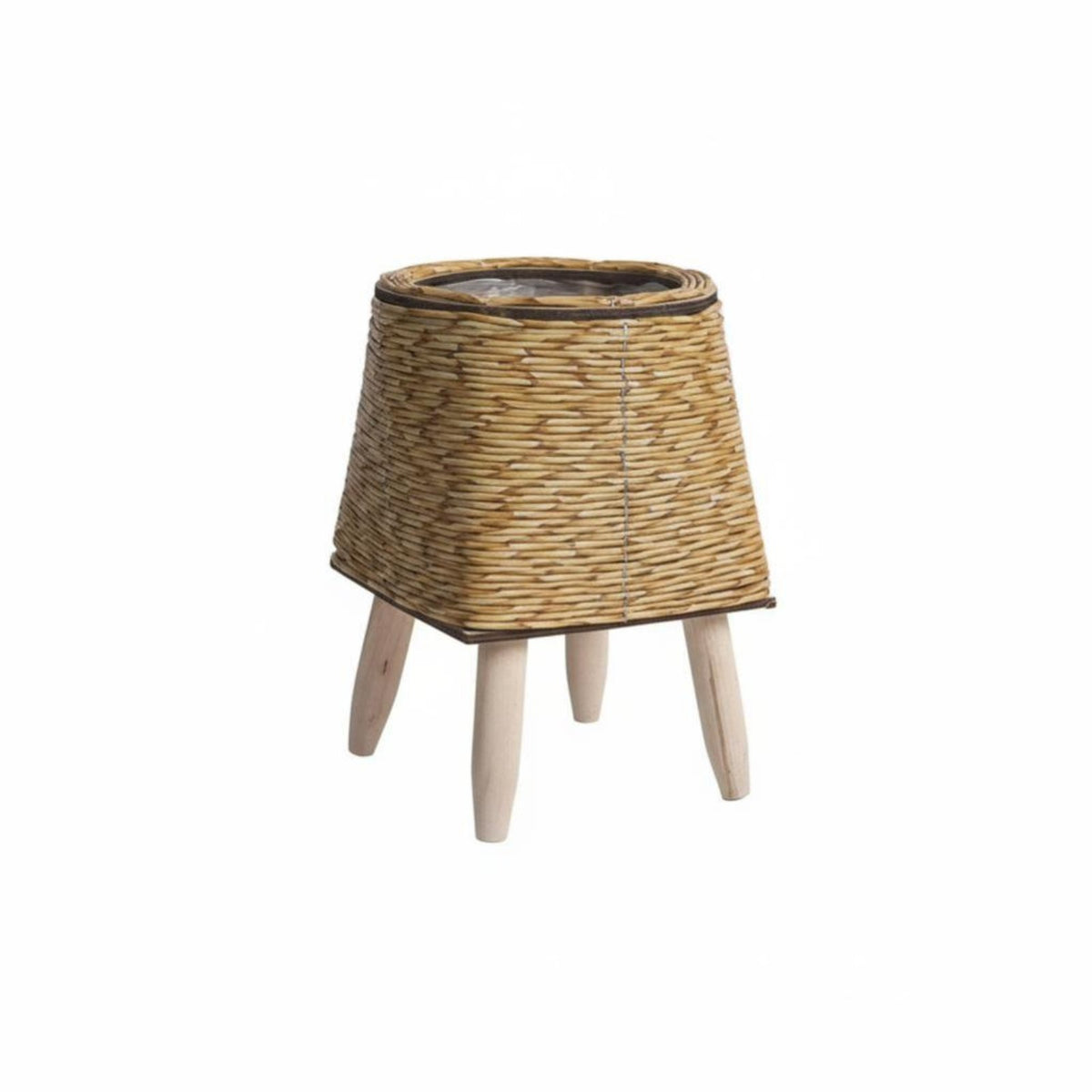 Rattan& design Weave Tripod Planter Desktop Size Flower Pot Holder Modern Design House Decoration Easy Assembly for Plant Lovers, Office Workers, Living Room, Balcony, Windowsill, Garden