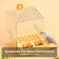 Pull-out Base Transparent Bird Bath Container Removable Tray Cage-Mounted Bird Bath Easy to Hygienic Pet Accessory Suction-Cup Mount